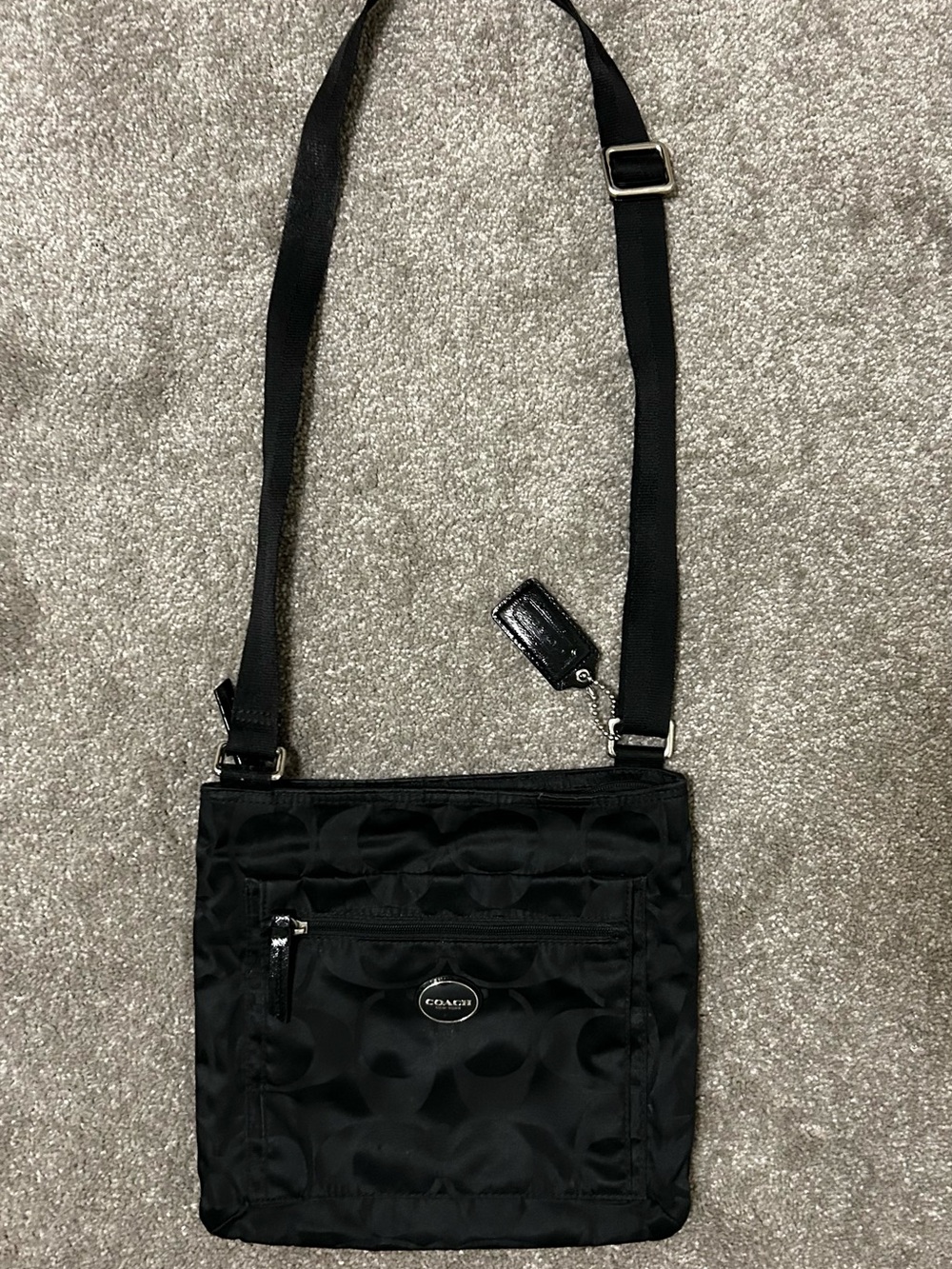 Vintage Coach Black Signature Nylon Swingpack Crossbody
